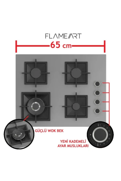 Ferre SC408/WFA Gri 65 cm Ankastre Ocak - Resim 2