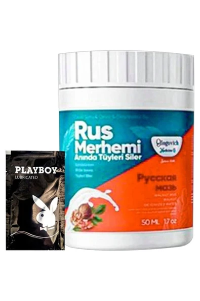 Playboy Turquoise Ceviz & Ceviz Sütü Rus Merhemi 50 ml Tüy Dökücü Krem + 1 Armağan Jel ürün görseli 1
