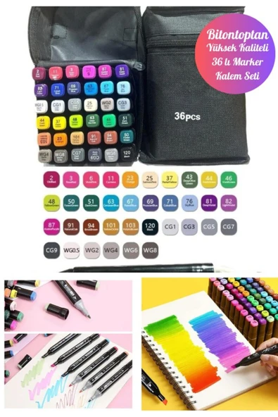 BiTon Toptan 36 lı Çift Tatraflı Marker Kalem Seti Resim Mimari Ve Grafik Tasarım Kalemi ürün görseli 1
