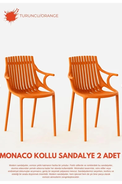 SERMER PAZARLAMA 2 li set Monako lüx cafe &restaurant mutfak balkon otel sandalyesi ürün görseli 1