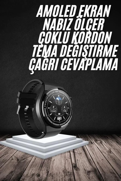 En Çok Tercih Edilen Akıllı Saat Amoled Ekran Nabız Sensörü GPS Uyumlu Adımsayar ürün görseli 1