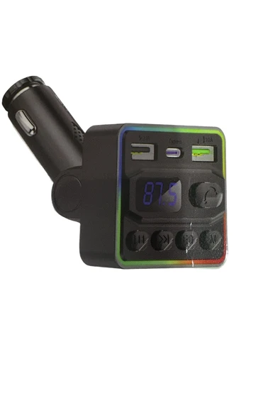SERMER PAZARLAMA Allison ALS-A61 Bluetooth Araç FM Transmitter – Type-C & Çift USB Şarjlı, RGB Işıklı MP3 Çalar ürün görseli 1