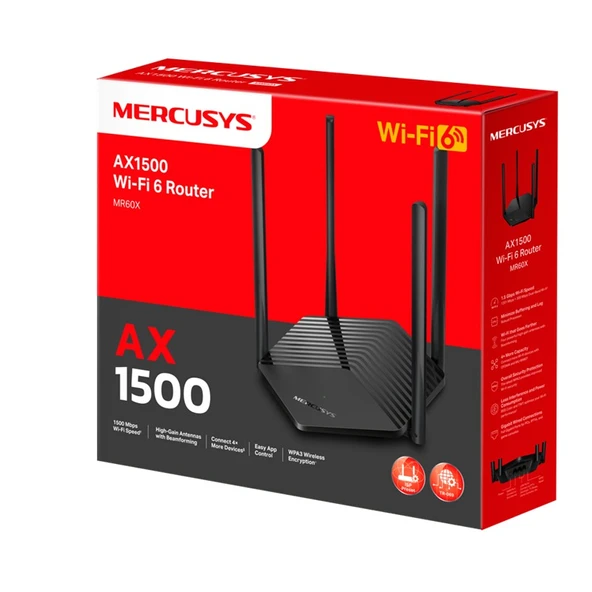 TpLınk Mercusys Mr60X Ax1500 2.4/5Ghz Dual Band Wıfı 6 Router ürün görseli 1