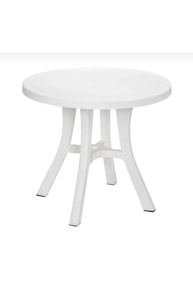 SERMER PAZARLAMA  Royal Rattan Desenli Yuvarlak Masa 80 cm – Şemsiye Delikli, Dayanıklı ve Şık ürün görseli 1