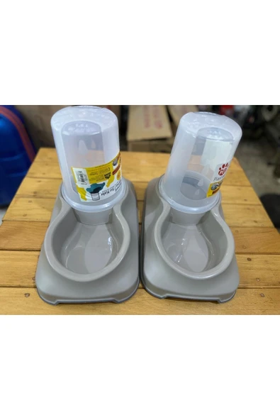SERMER PAZARLAMA 2 Adet Hazneli Kedi Köpek Mama Ve Su Kabı 1.5 Litre ürün görseli 1