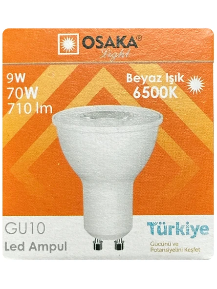 (1 Adet) Osaka 9W (70W) Beyaz Işık (6500K) GU10 Duylu Led Çanak Ampul ürün görseli 1