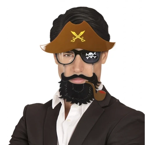 Kahve Şapkalı Pipolu Jack Sparrow Gözlüğü ürün görseli 1