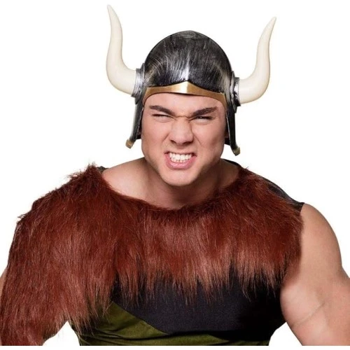 Mega Boynuzlu Viking Ivar Kaskı Eskitilmiş Desen Gümüş Renk ürün görseli 1