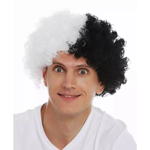 Siyah Beyaz Kıvırcık Afro Bonus Taraftar Peruğu ürün görseli 1