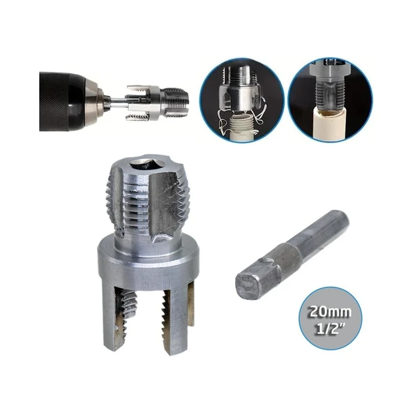 KALİTE Pvc Pprc Boru Iç ve Dış Diş Açma Aparatı 1/2" (20 Mm) ürün görseli 1