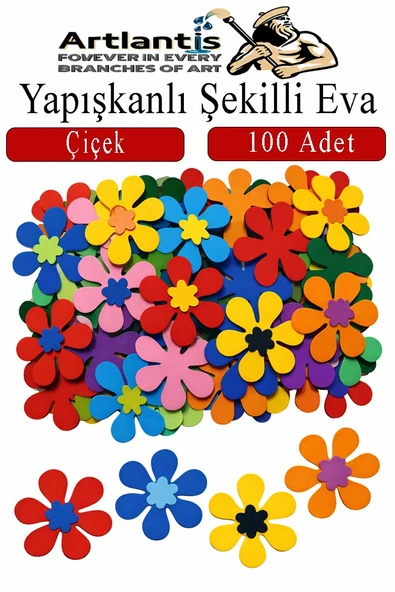 Şekilli Eva Yapışkanlı Çiçek 100 lü 1 Paket Kendinden Yapışkanlı Eva Sticker Okul Öncesi Kreş Ana Sınıfı ürün görseli 1
