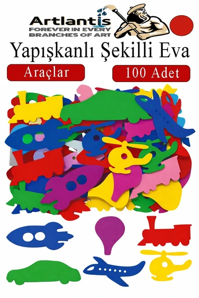 Şekilli Eva Yapışkanlı Araçlar 100 lü 1 Paket Kendinden Yapışkanlı Eva Sticker Okul Öncesi Kreş Ana Sınıfı ürün görseli 1