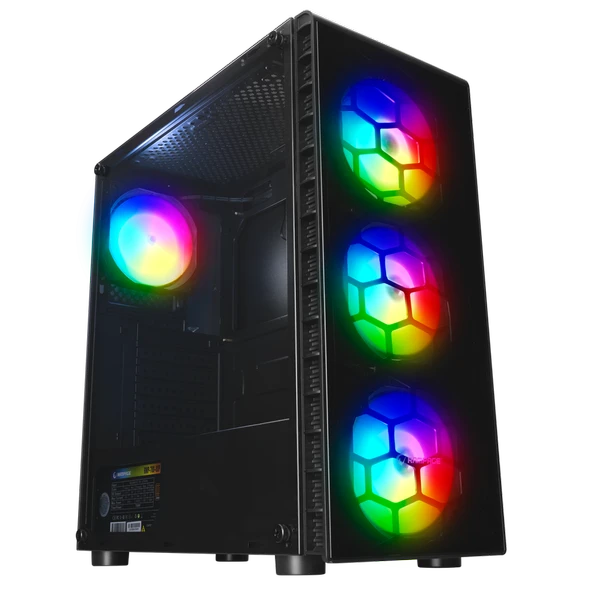 RAMPAGE REDSKY RGB MESH 700W 80+ BRONZ 4x12CM RGB FAN TEMPERLI CAMLI ATX MID-T GAMING OYUNCU KASASI RAMPAGE ürün görseli 1