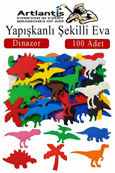 Şekilli Eva Yapışkanlı Dinazor 100 lü 1 Paket Kendinden Yapışkanlı Eva Sticker Okul Öncesi Kreş Ana Sınıfı ürün görseli 1