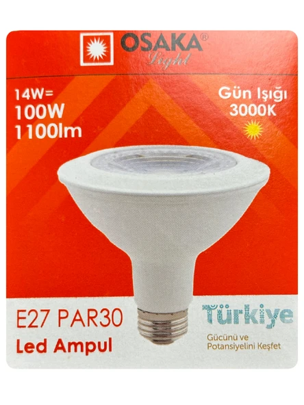 (1 Adet) Osaka 14W (100W) Sarı Işık (3000K) E27 Duylu (Kalın Duy) Led PAR30 Ampul ürün görseli 1