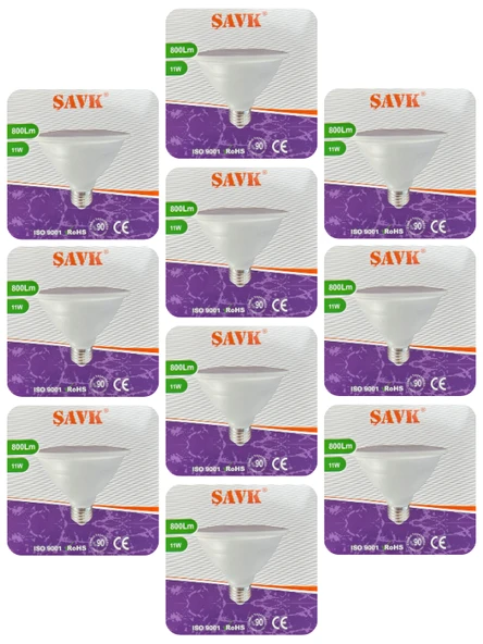 (10 Adet) Şavk 11W 6500K (Beyaz Işık) Par30 E27 Duylu (Kalın Duy) Led Spot Ampul ürün görseli 1