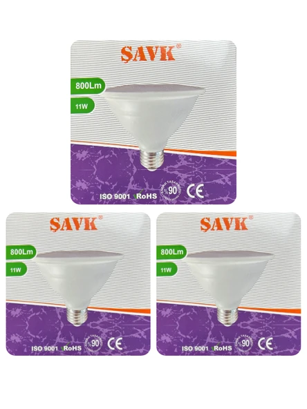 (3 Adet) Şavk 11W 6500K (Beyaz Işık) Par30 E27 Duylu (Kalın Duy) Led Spot Ampul ürün görseli 1