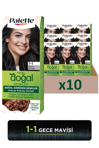 Palette Kalıcı Doğal Renkler Saç Boyası 1-1 Gece Mavisi X 10 Adet (1 koli) ürün görseli 1
