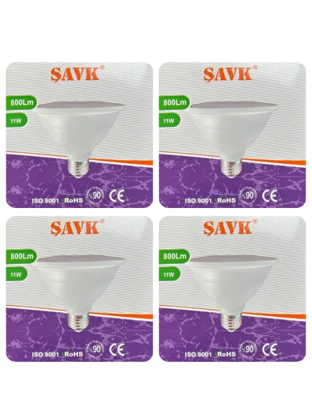 (4 Adet) Şavk 11W 6500K (Beyaz Işık) Par30 E27 Duylu (Kalın Duy) Led Spot Ampul ürün görseli 1
