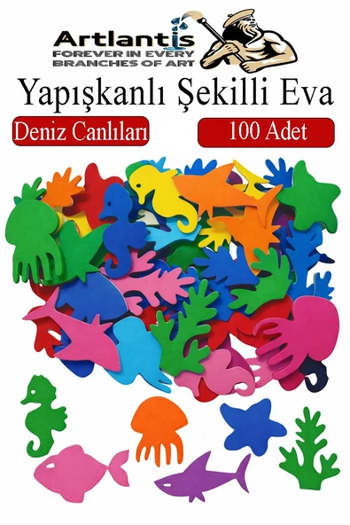 Şekilli Eva Yapışkanlı Deniz Canlıları 100 lü 1 Paket Kendinden Yapışkanlı Eva Sticker Okul Öncesi Kreş Ana Sınıfı ürün görseli 1