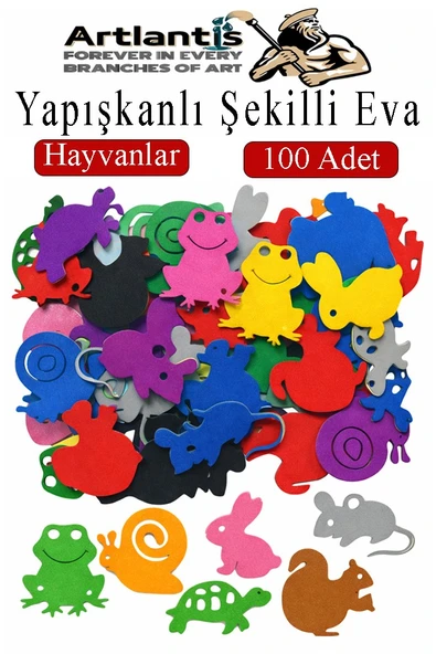 Şekilli Eva Yapışkanlı Hayvan 100 lü 1 Paket Kendinden Yapışkanlı Eva Sticker Okul Öncesi Kreş Ana Sınıfı ürün görseli 1