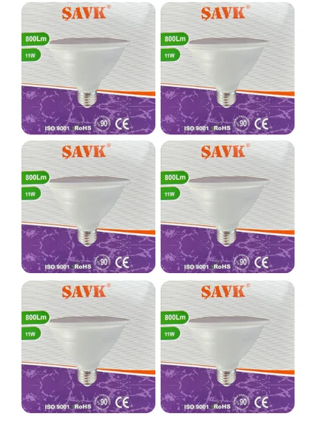 (6 Adet) Şavk 11W 6500K (Beyaz Işık) Par30 E27 Duylu (Kalın Duy) Led Spot Ampul ürün görseli 1