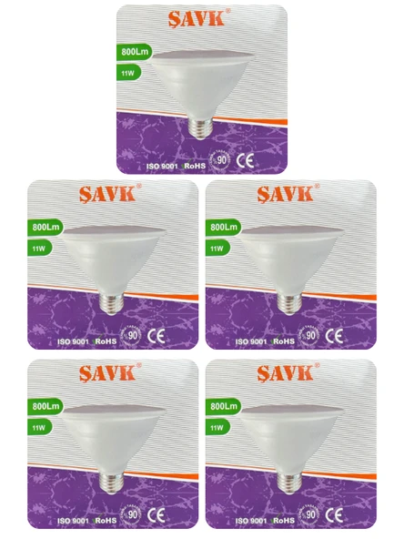 (5 Adet) Şavk 11W 6500K (Beyaz Işık) Par30 E27 Duylu (Kalın Duy) Led Spot Ampul ürün görseli 1