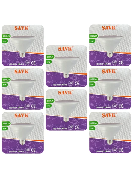 (8 Adet) Şavk 11W 6500K (Beyaz Işık) Par30 E27 Duylu (Kalın Duy) Led Spot Ampul ürün görseli 1
