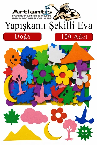 Şekilli Eva Yapışkanlı Doğa 100 lü 1 Paket Kendinden Yapışkanlı Eva Sticker Okul Öncesi Kreş Ana Sınıfı ürün görseli 1