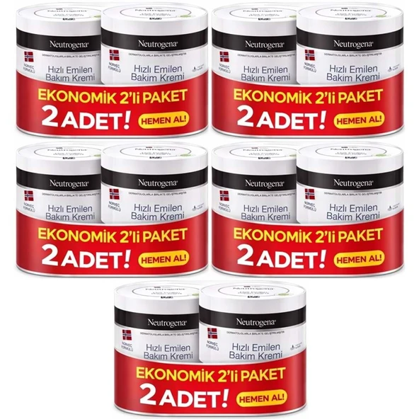 Neutrogena Norveç Formülü Hızlı Emilen Bakım Kremi 200ML+200ML 400ML Avantaj PK (5 Li Set) ürün görseli 1