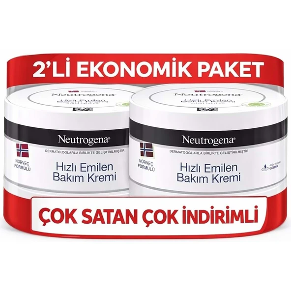 Neutrogena Norveç Formülü Hızlı Emilen Bakım Kremi 200ML+200ML 400ML Avantaj PK ürün görseli 1