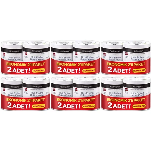 Neutrogena Norveç Formülü Hızlı Emilen Bakım Kremi 200ML+200ML 400ML Avantaj PK (6 Lı Set) ürün görseli 1