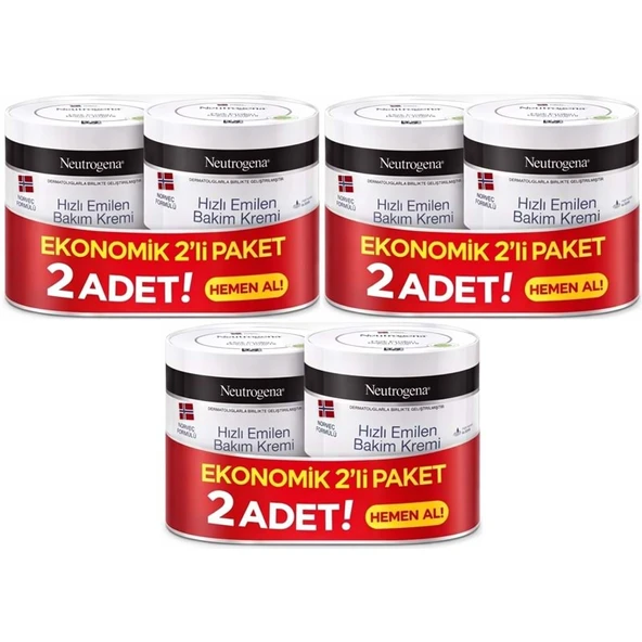 Neutrogena Norveç Formülü Hızlı Emilen Bakım Kremi 200ML+200ML 400ML Avantaj PK (3 Lü Set) ürün görseli 1