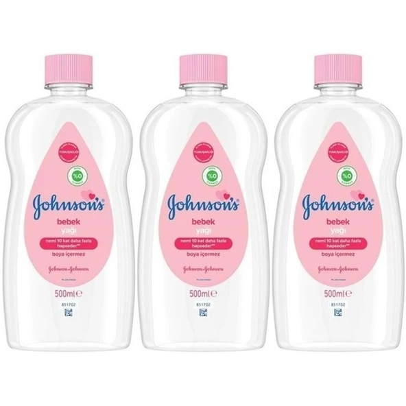 Johnsons Baby Bebek Yağı 500ML Nemlendirici (Pembe) (3 Lü Set) ürün görseli 1