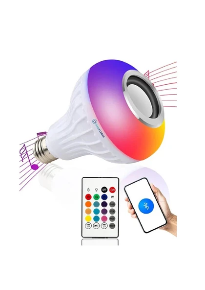 Dempower Ampül Led Rgb Hoparlör Bluetooth 9W Kumandalı DP-44 2850 ürün görseli 1
