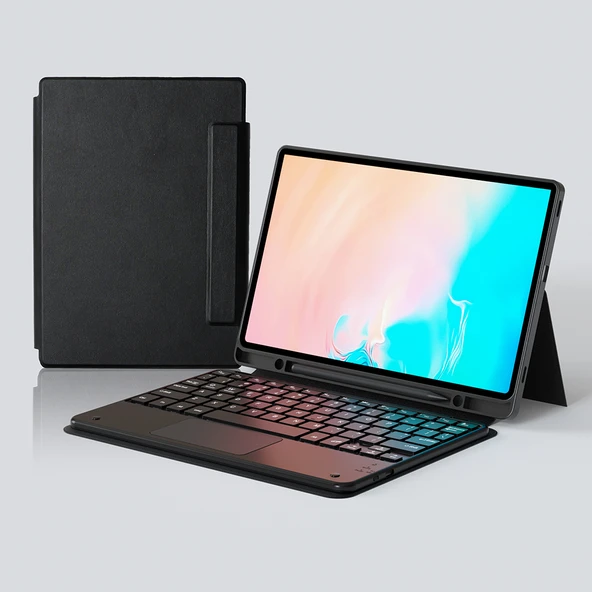 Samsung Galaxy Tab S9 FE Plus Border Keyboard Bluetooh Bağlantılı Standlı Klavyeli Tablet Kılıfı ürün görseli 1
