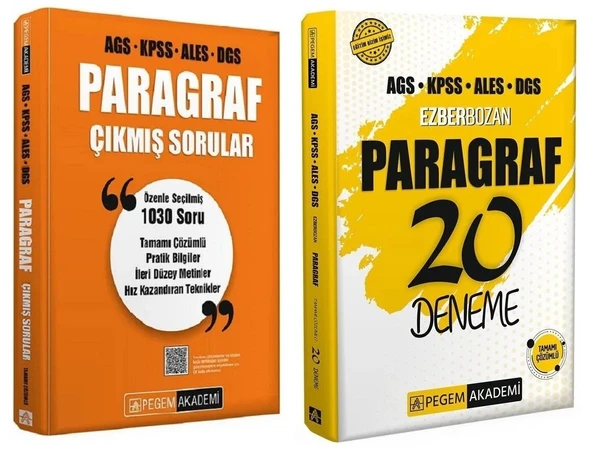 Pegem 2026 KPSS MEB-AGS ALES DGS Paragraf Çıkmış Sorular + 20 Deneme 2 li Set Pegem Akademi Yayınları ürün görseli 1