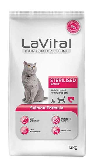 LaVital Somonlu 12 kg Kısırlaştırılmış Yetişkin Kedi Maması ürün görseli 1