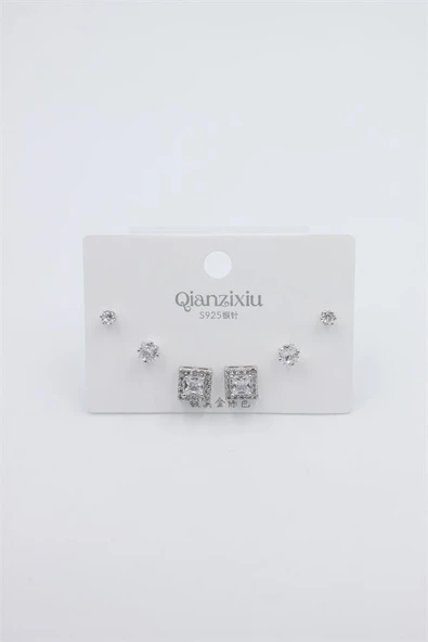 Çoklu Set Küpe - Gümüş ürün görseli 1