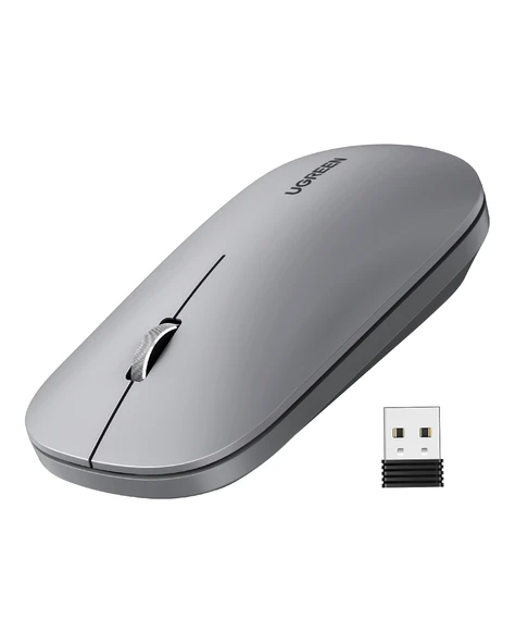 UGREEN 2.4Ghz Sessiz Tuşlu Kablosuz Optik Mouse, Gri, 90373 ürün görseli 1