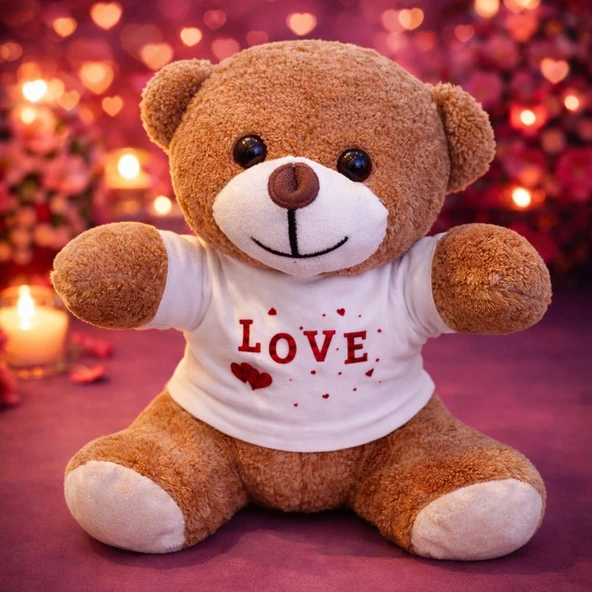 Love Baskılı Tişörtlü Kahverengi Ayıcık ürün görseli 1