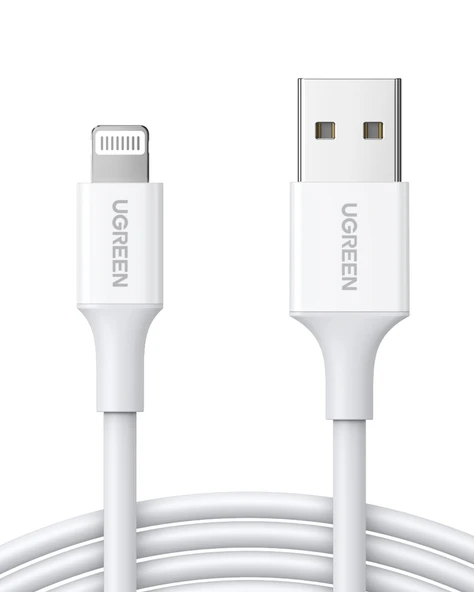 UGREEN Lightning - USB-A MFi Sertifikalı İphone Hızlı Şarj Kablosu, 1 m, Beyaz, 20728 ürün görseli 1