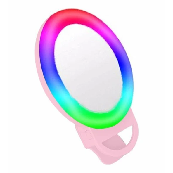 Şarjlı Aynalı Rgb Renkli Ring Light Selfie Işığı ürün görseli 1