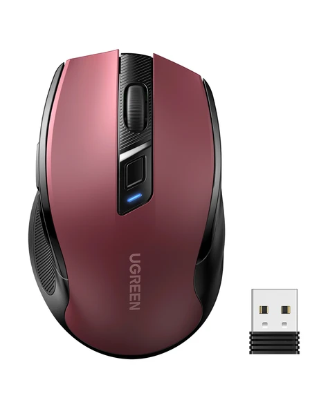 UGREEN 4000 DPI Ergonomik Sessiz Kablosuz Optik Mouse, Kırmızı, 25752 ürün görseli 1