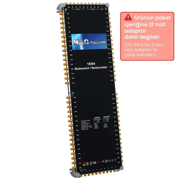 MAG Platinum MP 10/64 Multiswitch - 10 Giriş 64 Çıkışlı Merkezi Uydu Santrali Hybrid 4K Ve 3D Destekli ürün görseli 1