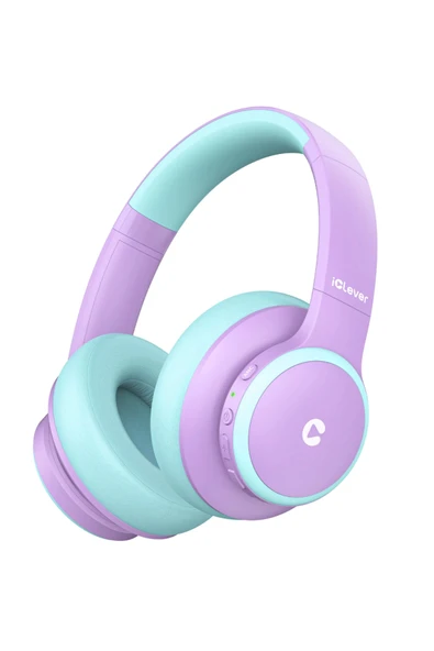 iClever BTH26 Gürültü Engelleme Özellikli Mor Yeşil Unisex Çocuk Kulak Üstü Bluetooth Kulaklık ürün görseli 1