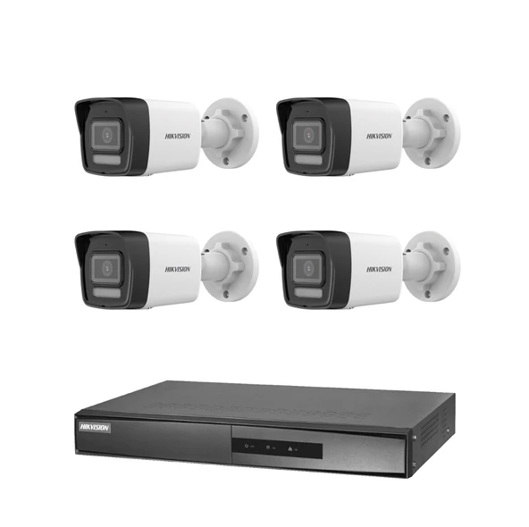 Hikvision 4 Kameralı 2 Mp Hybrid Light İp Güvenlik Kamera Seti DS-2CD1023G2-LIUF (Dahili Mikrofonlu) ürün görseli 1