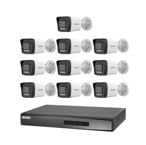 Hikvision 10 Kameralı 2 Mp Hybrid Light İp Güvenlik Kamera Seti DS-2CD1023G2-LIUF (Dahili Mikrofonlu) ürün görseli 1