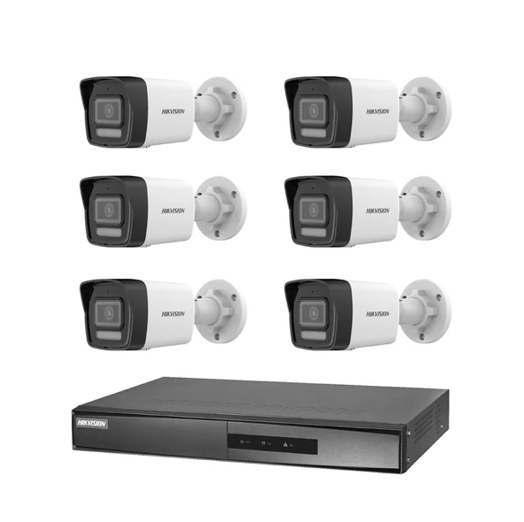 Hikvision 6 Kameralı 2 Mp Hybrid Light İp Güvenlik Kamera Seti DS-2CD1023G2-LIUF (Dahili Mikrofonlu) ürün görseli 1