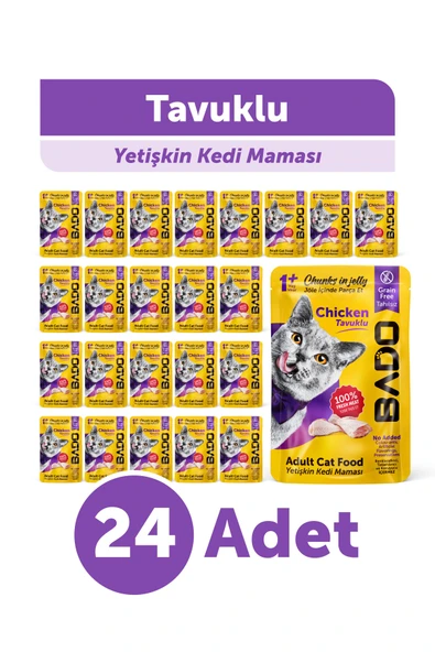 levent BADOYetişkin Yaş Kedi Maması Tavuk Etli 85Gr 24'lü ürün görseli 1